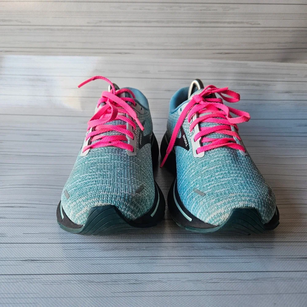 Brooks Ghost 14 Running Shoes Womens 9 Blue Pink Athletic Sneakers 1203561B141